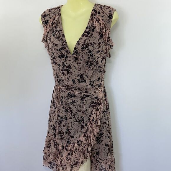 All Saints Dress “Priya Petal” Wrap Ruffle Floral Sz Medium Nwot - Picture 6 of 8